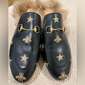 Gucci fur slippers